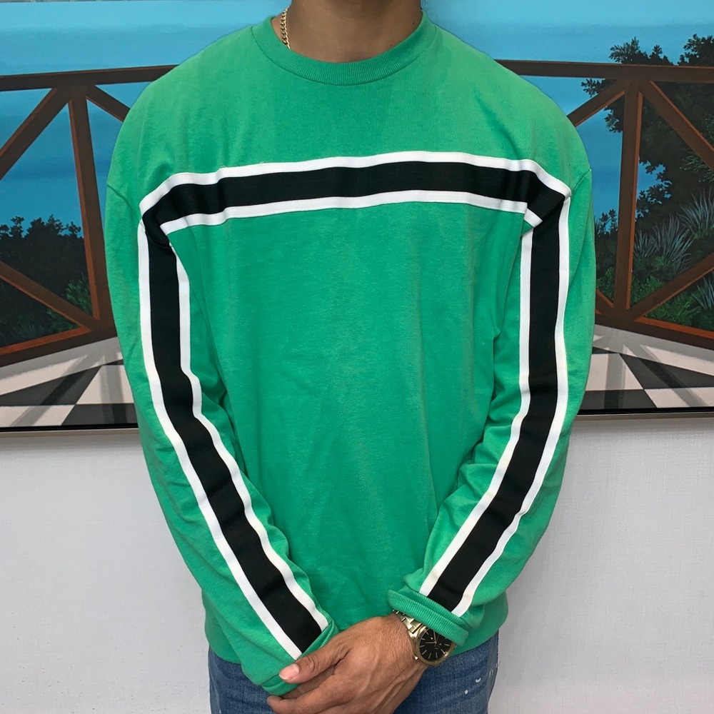 Men Striped Green Sweater